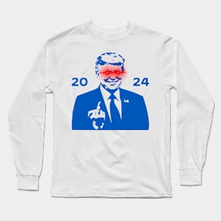 DARK TRUMP 2024 Dark Brandon Remix USA President (Blue Finger) Long Sleeve T-Shirt